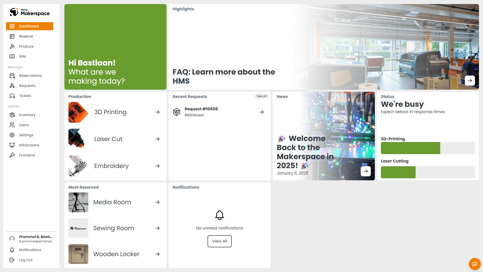Hanze Makerspace Dashboard